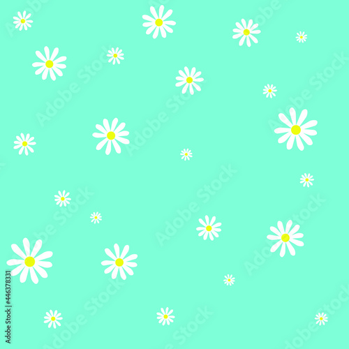 Small and large daisies on a blue background