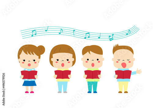 合唱　歌をうたっている四人の子どもたち