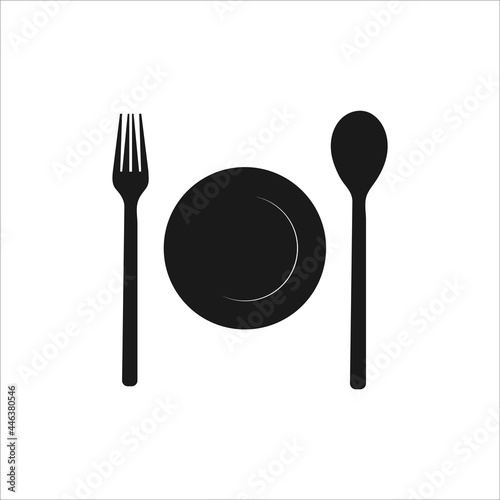Plate with spoon and fork icon illustration isolated vector sign symbol