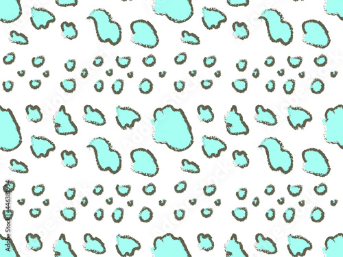 Abstract animal skin leopard seamless pattern design. Jaguar, leopard, cheetah, panther fur. Grey and blue seamless background.