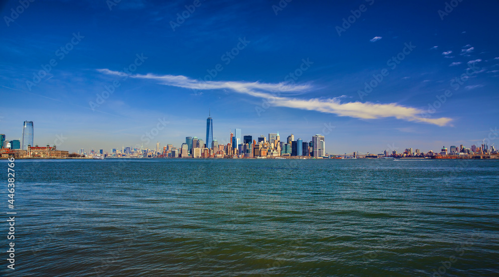 Panorama of Ellis Island, Lower Manhattan, and Brooklyn, New York