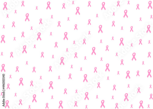 Repetition of pink ribbon symbol for text background that voices peace, concern for humanity. 