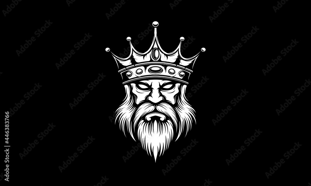 Fototapeta premium Black and white king with crown vector