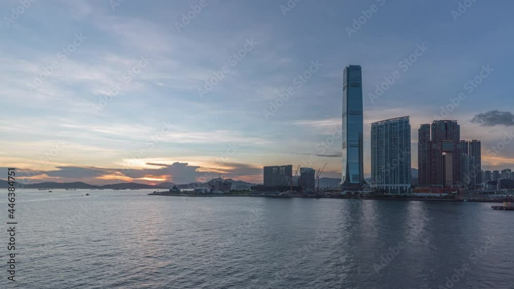 Time lapse of skyline and harbor of Hong Kong city Time lapse of skyline and harbor of Hong Kong city