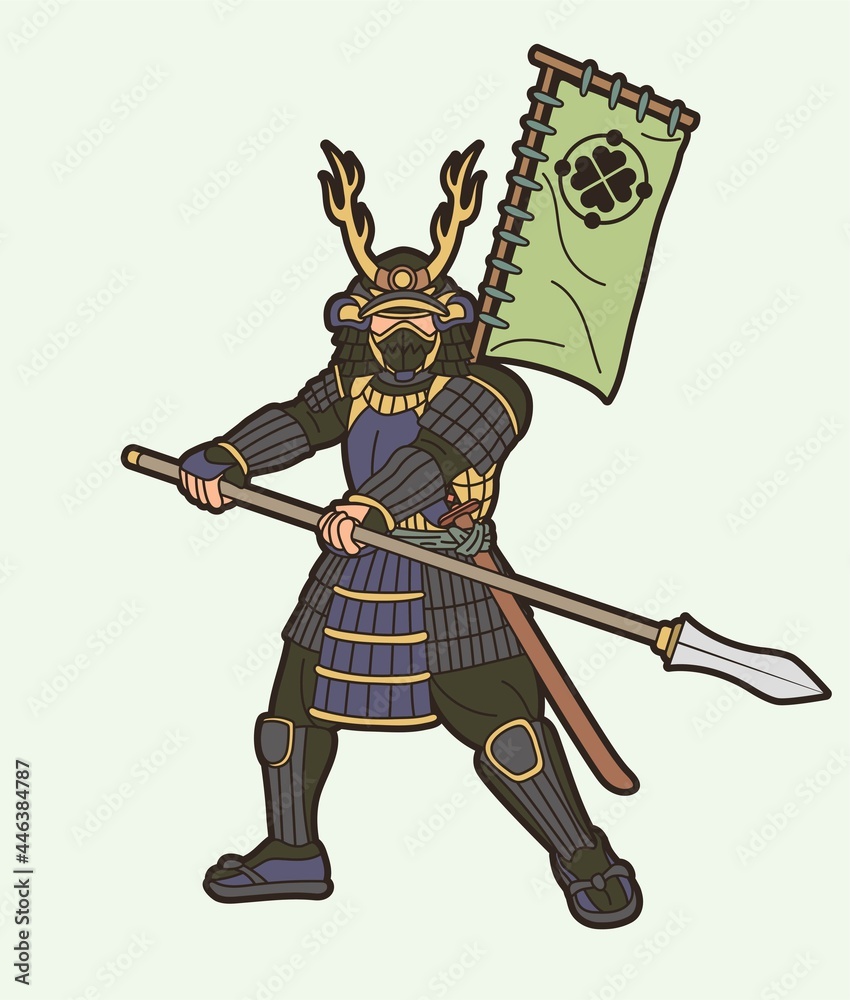Samurai Warrior or Ronin Japanese Fighter Bushido Action with Armor and Weapon Cartoon Graphic Vector Samurai Warrior or Ronin Japanese Fighter Bushido Action with Armor and Weapon Cartoon Graphic Vector