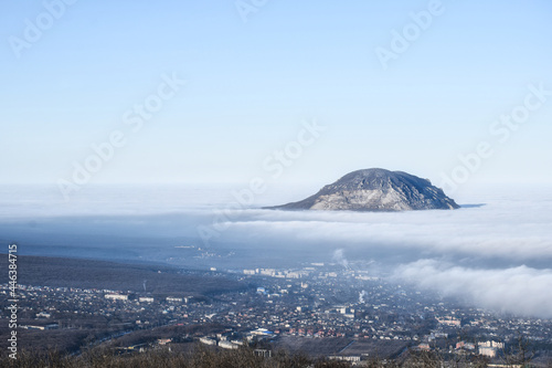 Morning fog over the mountain in Pyatigorsk photo