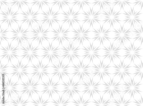 Flower geometric pattern. Seamless vector background. White and gray ornament.