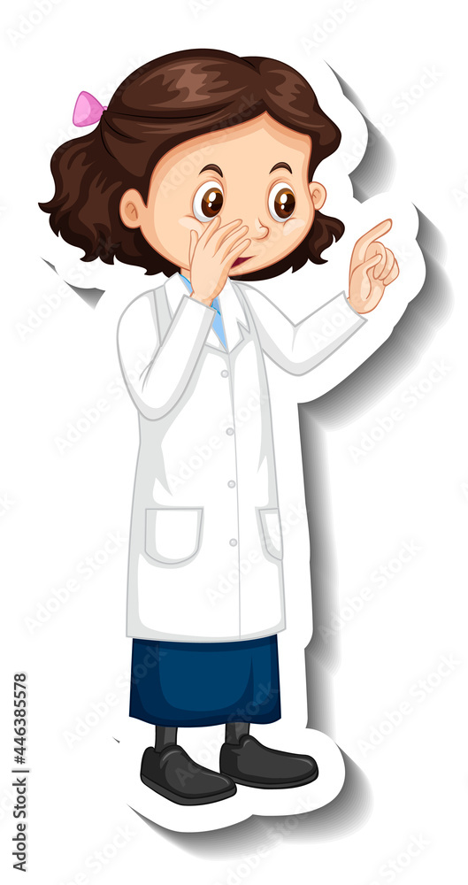 Scientist girl cartoon character in standing pose Scientist girl cartoon character in standing pose
