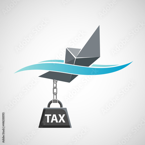Heavy anchor Tax sinks a paper boat.