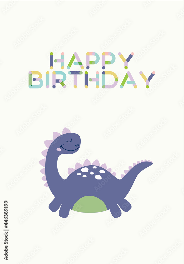 Birthday card with cute dinosaurs Birthday card with cute dinosaurs