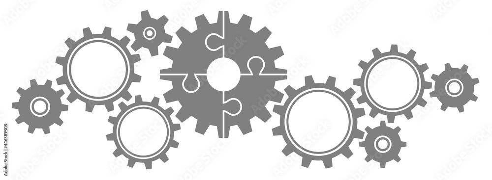 Zahnräder Groß Und Klein Puzzle Gerade Dunkelgrau Zahnräder Groß Und Klein Puzzle Gerade Dunkelgrau
