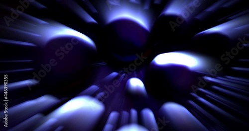 abstract dark background of spheres with rays of light