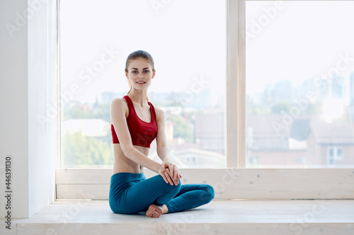 Free Download woman sitting near the window yoga meditation relaxation - GFXLoad