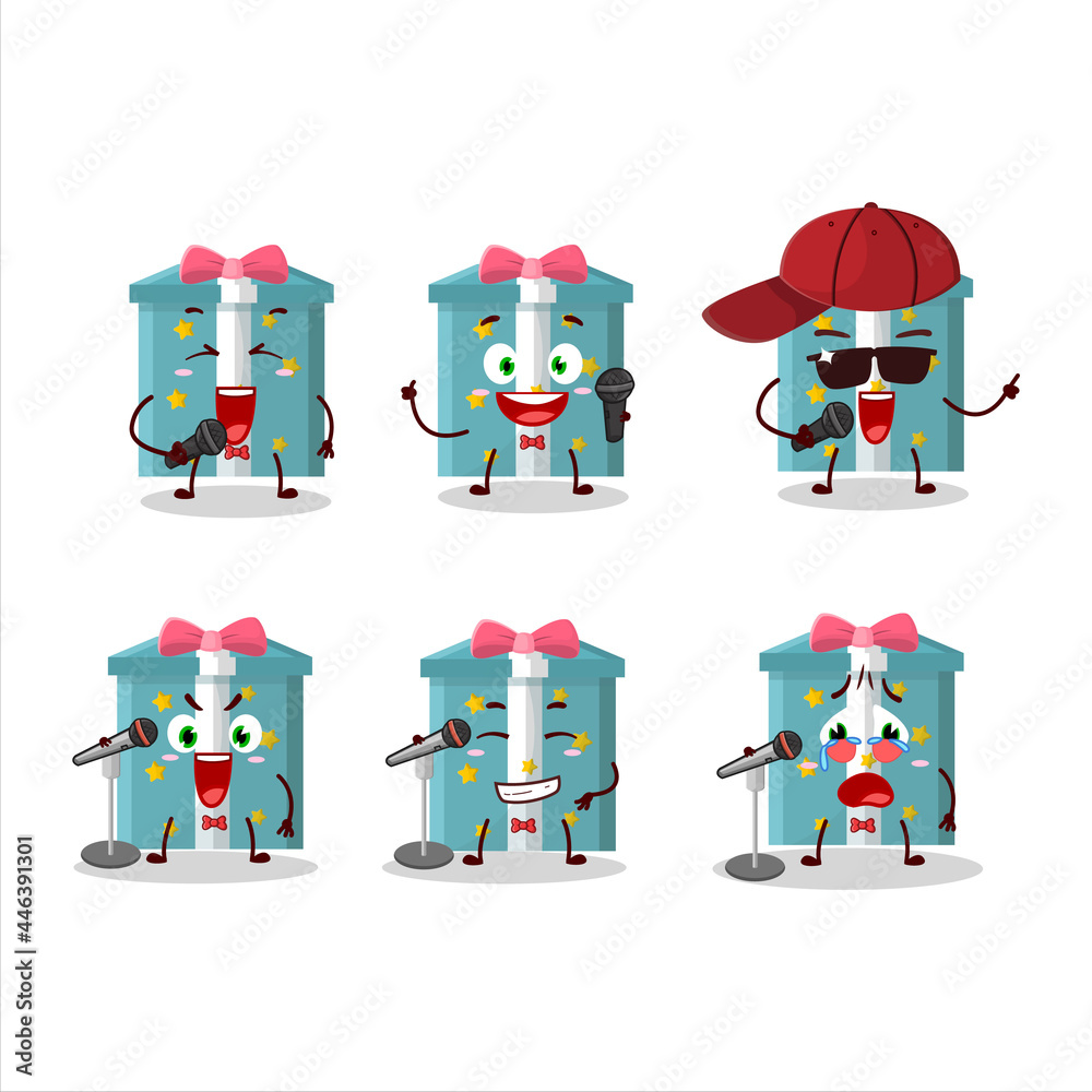 A Cute Cartoon design concept of magic gift box singing a famous song