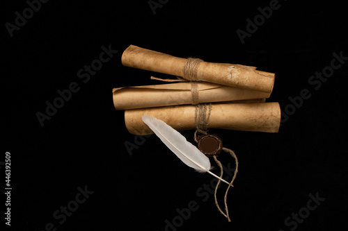Ancient paper scrolls.