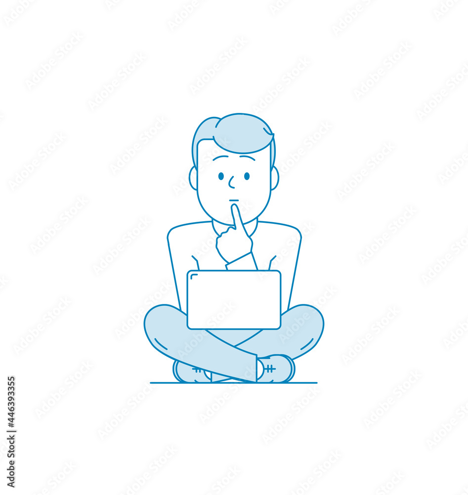 The man. A gesture of pondering or thinking. The man. A gesture of pondering or thinking.