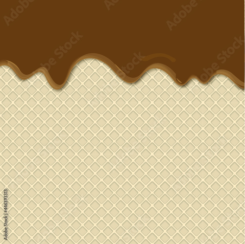 Dark Chocolate Melted on Wafer Background Illustration