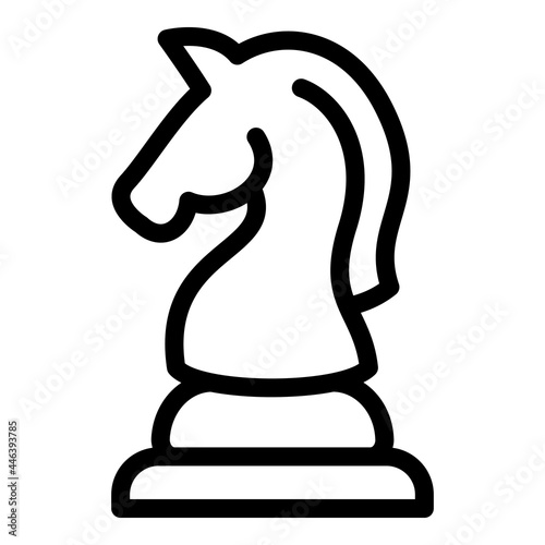 Chess play knight icon. Outline chess play knight vector icon for web design isolated on white background