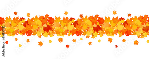 Decorative autumn banner line with of orange leaves.