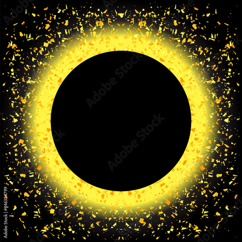 Total Solar Eclipse on Black Background. Abstract Light Effect. Space Landscape