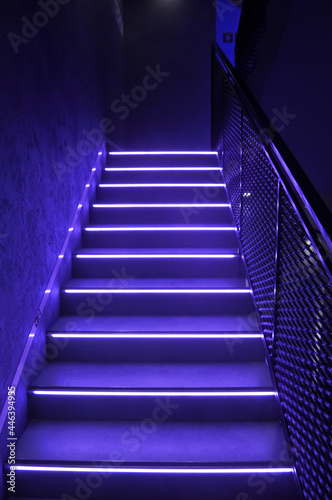 Blue stairs with led light