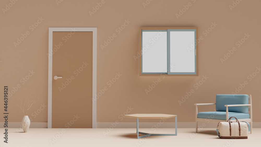 Obraz premium 3D rendering of a modern minimalistic corridor