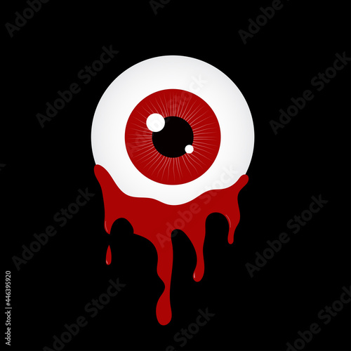 Bloody red eye on a black background. Vector illustration for Halloween