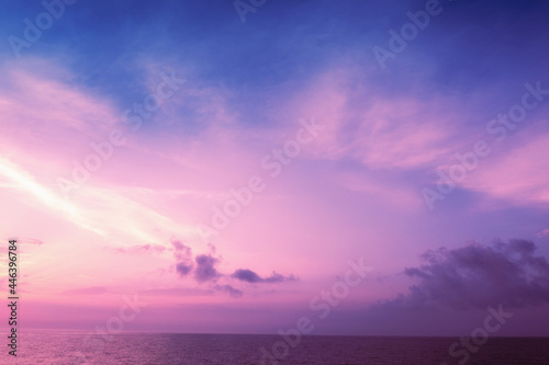 Seascape in the fantastic evening light. Sunset over the sea with beautiful dramatic sky and sun rays