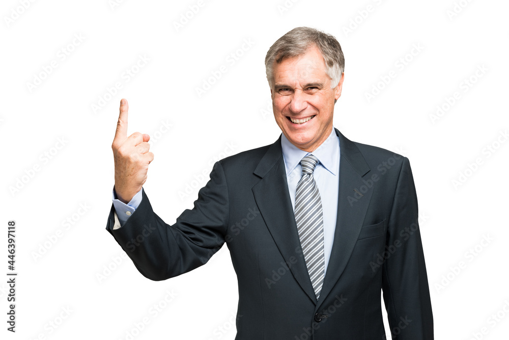 Businessman pointing his finger up Businessman pointing his finger up