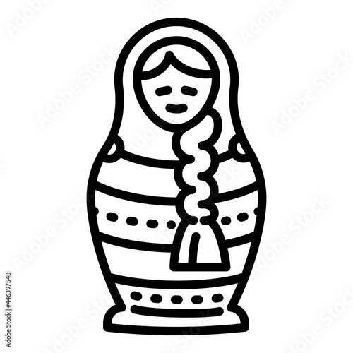 Blue nesting doll icon. Outline blue nesting doll vector icon for web design isolated on white background