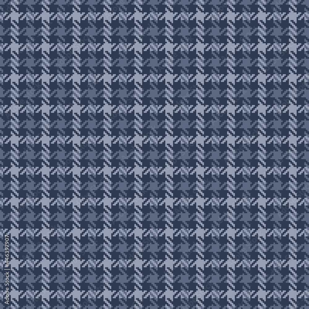 Tweed check plaid pattern in dark blue. Seamless textured tartan plaid background for spring autumn winter jacket, skirt, dress, coat, blanket, throw, other modern fashion fabric print.