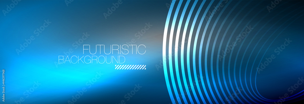 Dark abstract background with glowing neon circles. Trendy layout template for business or technology presentation, internet poster or web brochure cover, wallpaper Dark abstract background with glowing neon circles. Trendy layout template for business or technology presentation, internet poster or web brochure cover, wallpaper