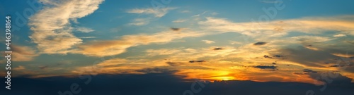 beautiful panorama sky with clouds at sunset