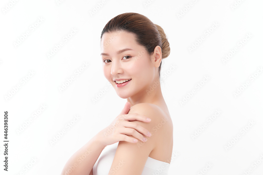 Beautiful young asian woman with clean fresh skin on white background, Face care, Facial treatment, Cosmetology, beauty and spa, Asian women portrait. Beautiful young asian woman with clean fresh skin on white background, Face care, Facial treatment, Cosmetology, beauty and spa, Asian women portrait.