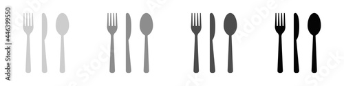 Cutlery set isolated on white background. Fork, knife and tablespoon. Vector illustration