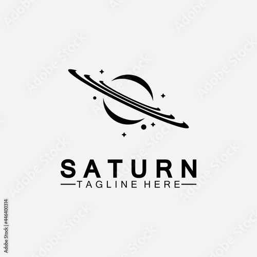 Planet Saturn logo vector illustration design. Planet logo template. Space logo vector