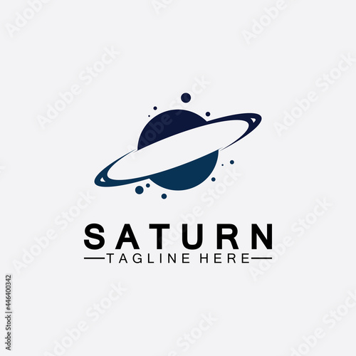 Planet Saturn logo vector illustration design. Planet logo template. Space logo vector