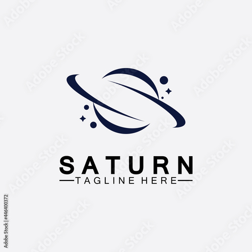 Planet Saturn logo vector illustration design. Planet logo template. Space logo vector