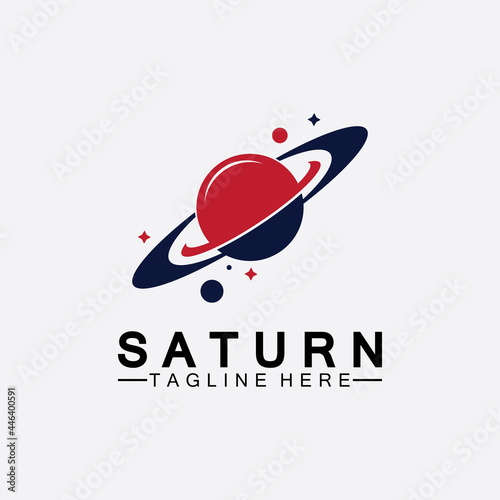 Planet Saturn logo vector illustration design. Planet logo template. Space logo vector