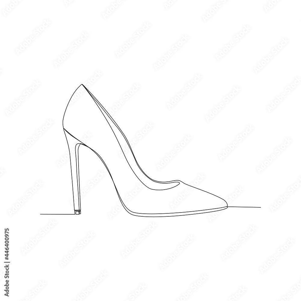 Womens shoes one line. Vector drawing. Womens shoes one line. Vector drawing.