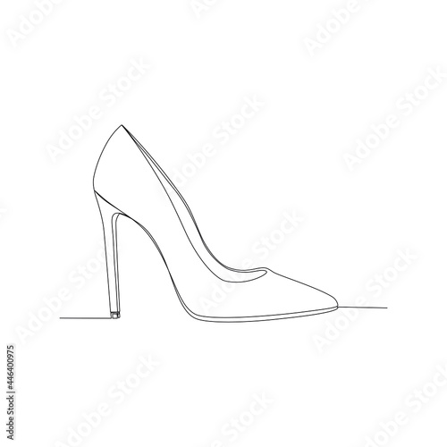 Womens shoes one line. Vector drawing.