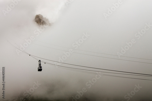 cable car in the clouds to the mountain