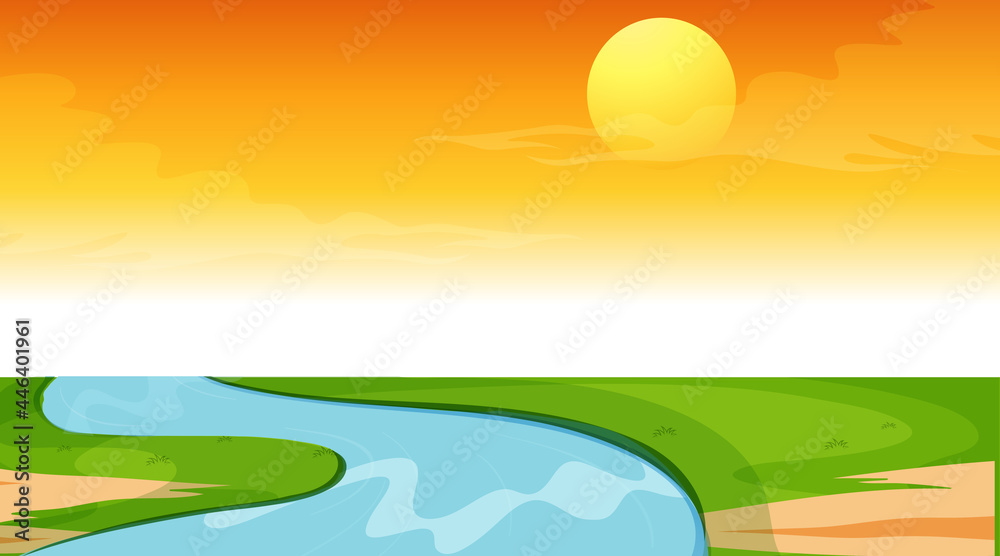 Fototapeta premium Blank nature landscape scene at sunset time
