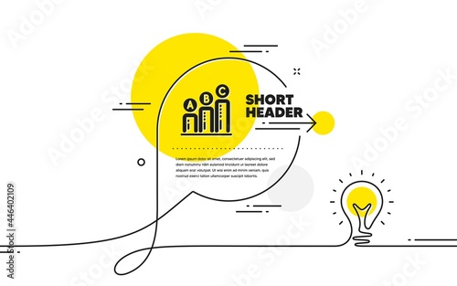 Graph icon. Continuous line idea chat bubble banner. Column chart sign. Ab test diagram symbol. Graph chart icon in chat message. Talk comment light bulb background. Vector