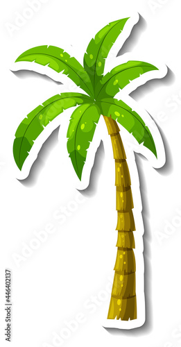 A sticker template with tropical palm tree isolated
