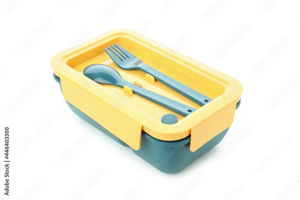 Stylish lunch box isolated on white background Stylish lunch box isolated on white background