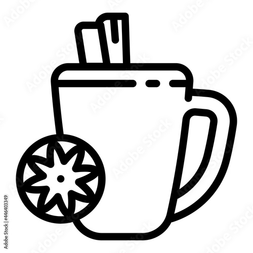 Mulled wine hot cup icon. Outline mulled wine hot cup vector icon for web design isolated on white background