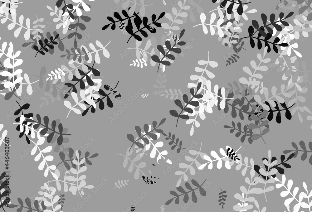 Light Gray vector doodle layout with leaves.