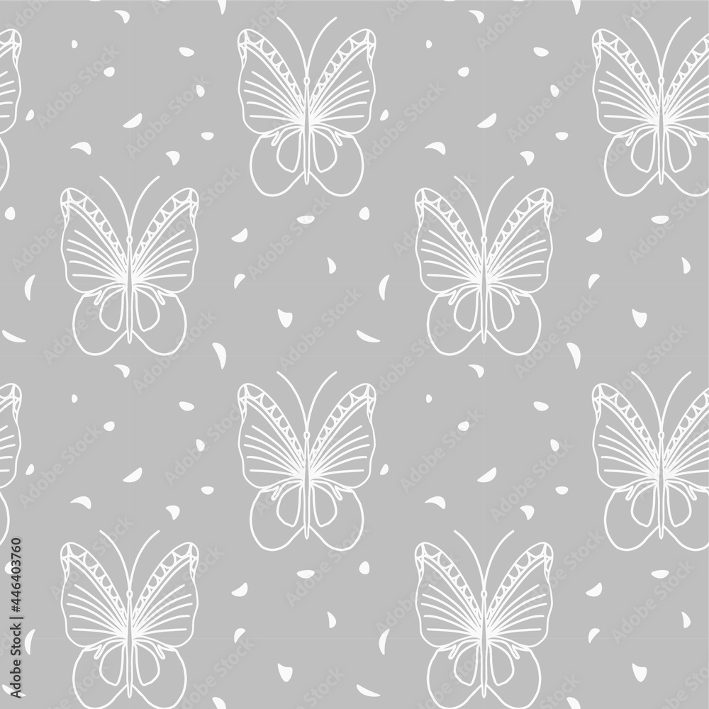 seamless pattern with butterflies. Gray background. print for fabric, wrapping paper. vector eps 10 seamless pattern with butterflies. Gray background. print for fabric, wrapping paper. vector eps 10