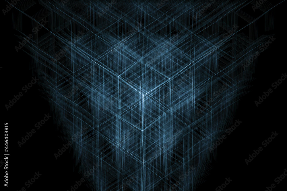 blue abstract lines on a black background